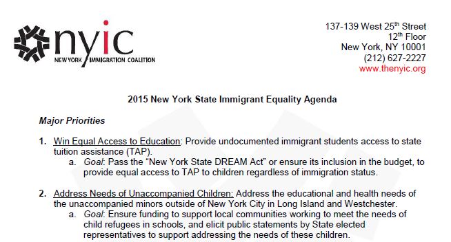 2015 New York State Immigrant Equality Agenda