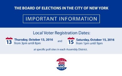 Register to Vote in Person on October 15!